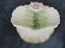 Antique French Majolica Asparagus Plate Sarreguemines 19th - Shell Shaped