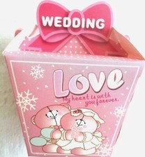 8 Boites  à dragées cartonnées rose et blanc pour cérémonies, mariages