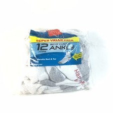 Hanes Ultimate Boys' 12-Pack Ankle Socks, White, 4.5 - 8.5 / Small B19
