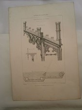 Planche gravure mobilier d'église  paroissial  St Denis Détail de l'abat voix
