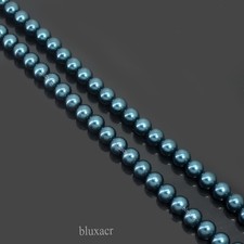 Perle naturelle Gambier bleu pétrole mer du Sud 8,00 mm brin rond tahitien 15"