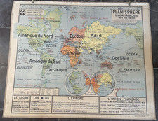 🌏 Ancienne carte scolaire Vidal-Lablache 22/22 Bis  Recto- Verso, Vers 1940