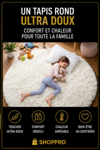 Tapis rond imitation fourrure - imitation,