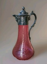 Carafe,Aiguiere en verre rose