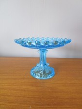 Petite Coupe à Fruits /Compotier en verre pressé  moulé Bleu