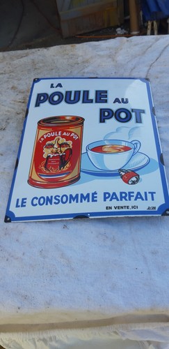 Plaque émaillée la poule - ",