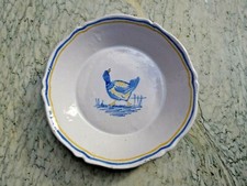 ASSIETTE FAIENCE POLYCHROME DE QUIMPER SIGNEE HR DECOR DE CANARD 19ème SIECLE 1
