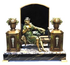 Belle sculpture Art Déco signée G. LIMOUSIN avec miroir