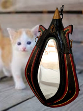 miroir vintage sur un collier de cheval - Cuir, Laiton - Vintage des années 1930