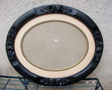 Cadre ovale ancien en bois massif 59,5 X 40 Feuil.49,5 X 39,5+Marie Louise+verre