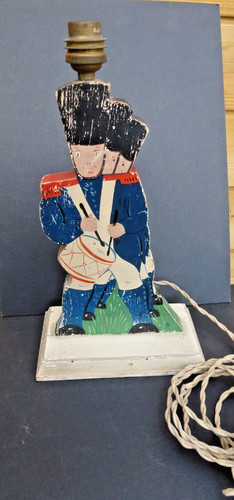 Ancienne lampe bois peint - lampe,