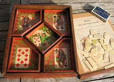 Ancien jeu de société Nain Jaune Pions en Os Complet