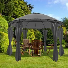Belvédère Rideaux Rond 3,5x2,7 m Anthracite Jardin Tonelle Pavillon vidaXL