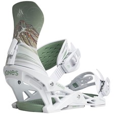 Jones Aurora Damen Snowboard-Bindung Tout Terrain Blanc Vert Motif Montagne NEU