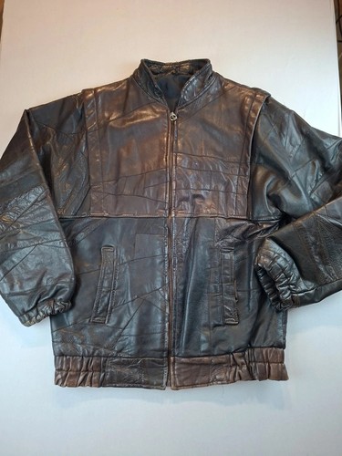 Blouson cuir patchwork delta - patchwork,