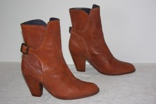 ZADIG & VOLTAIRE Bottines Boots Tout Cuir Marron Clair T 37 BON ETAT