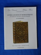 LIVRES ANCIENS ET ROMANTIQUES DE LA COLLECTION HACHETTE CATALOGUE DE VENTE 2001