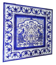 Image De Carreaux 75X75 Carreaux Peints À La Main Bleu Blanc Mosaïque