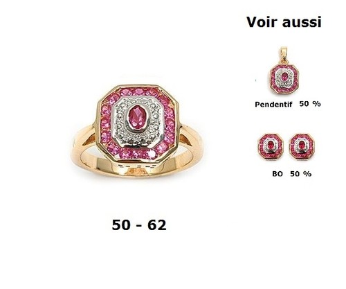 Bague t62 octogonale rhodié - t62,