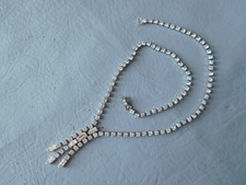 collier rivière pendentif vintage cérémonie pierre strass cristal blanc 60 70