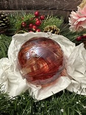boule de noël ronde ancienne verre Cristallin soufflée Rose Rouge