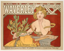 Original Art Nouveau Poster, Alphonse Mucha, Waverley Cycles, Anvil, Hammer 1898