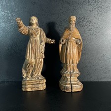 2 statuettes en bois, Saints