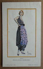 Pochoir de mode original 1918 par Fried Robe du Soir Art Déco litho type Gazette