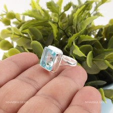 Bague Solitaire En Topaze Ciel