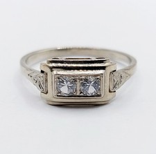Bague tank art deco or blanc