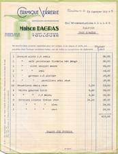 1938 CERAMIQUE VERRERIE MAISON DAGRAS A TOULOUSE - M. MILOU A TRIE SUR BAISE