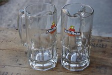 Lot de 2 chopes de biere en verre 75 cl publicitaire Kanterbrau neuves bistrot