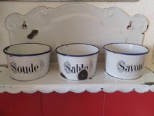 ANCIEN PORTE USTENSILES EMAILLE POTS CUISINE VINTAGE COLLECTOR rare