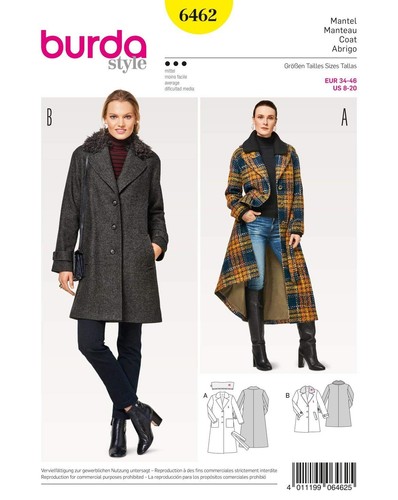 Burda patron 6462 - burda, manteau