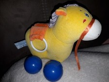V1 / Jouet Peluche Ane Cheval Jaune A Tirer Marque Chicco