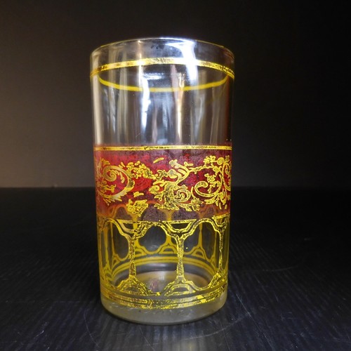 Verre thé jaune fin - verre, rouge