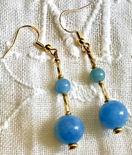 ?Création Boucles Perles Aiguë Marine  ,pierre Semi Précieuses ?