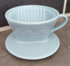 Vintage: joli porte-filtre à café bleu en faïence MELITTA 100    C88