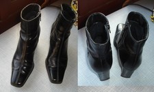 1 paire de BOTTINES femmes NOIRES en cuir talon 6 cm pointure 38