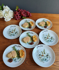 Lot de 6 Assiettes à Foie Gras Vintage en Porcelaine "Création A. Lhonnheur"