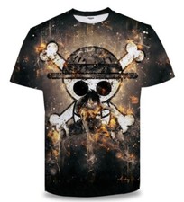 Tee shirt Homme Taille L One Piece Manga Luffy - Pirate - Chapeau de Paille