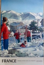 Affiche originale SKI dans FONT ROMEU photo GOUDIN
