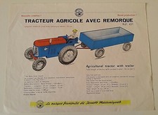 PLANCHE JOUSTRA TRACTEUR AGRICOLE REMORQUE PROVENANT DU CATALOGUE 1960 TARIFS