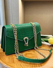 Sac Femme Vert Kaki A Bandoulière A Rabat En Simili Cuir A Verrou Style Croco