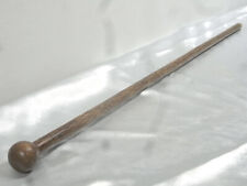 🇫🇷 CANNE DANDY ANCIENNE BOIS MONOXYLE SCULPTE POMMEAU BOULE WALKING STICK
