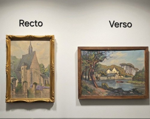 Tableau 1920 huile recto verso - huile,