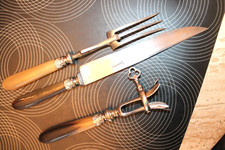 SERVICE à GIGOT FOURCHETTE MANCHE COUTEAU manche corne