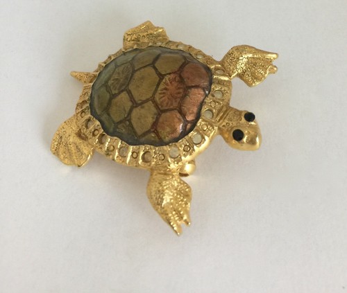 Broche tortue metal dore - broche, tortue/
