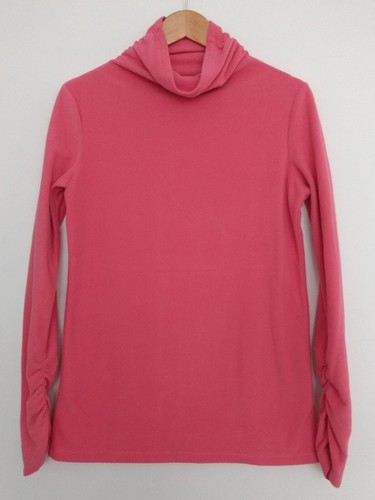 Pull polaire rose col roule - col,