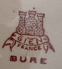 Vintage: ancien plat à gâteau / tarte en faïence de Gien rare décor "BURE" C69